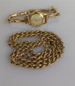 A ladies mid-century Arsa dress watch in an 18ct gold case and 9ct yellow gold elastic strap, in wor