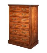A William IV mahogany tall chest with rectangular cavetto moulded top above six graduated drawers