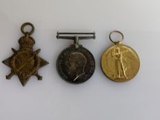 A WW1 medal trio comprising 1914-15 Star, Victory Medal and War Medal (no ribbons) to 1786 GNR. D. C
