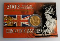 The Royal Mint 2003 Gold Bullion Sovereign, Coronation Anniversary Year