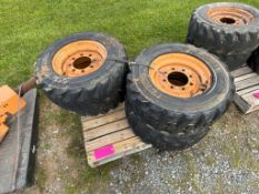 Filled 10x16.5 SkidSteer Tires on Rims Set of 4