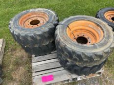 Filled 10x16.5 SkidSteer Tires on Rims Set of 4