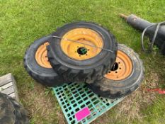 Filled 10x16.5 SkidSteer Tires on Rims Set of 3