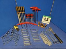 One Set of Various Hand Tools comprising:- Six Thin Double Ended Spanners - 6 and 7mm/ 8 and 9mm/