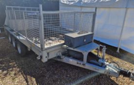 IFOR WILLIAMS 'GX126-3' 3500Kg Tri-Axle Plant Trailer with Caged Side and Rear Drop-Down Loading