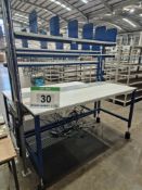 A SPACEGUARD Steel Framed White Laminate Finish Packing/Dispatch Workbench 1.8M x 800mm with