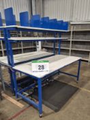 A SPACEGUARD Steel Framed White Laminate Finish Packing/Dispatch Workbench 1.8M x 800mm with