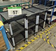 Four Sectioned Black Plastic and Alloy 3-Tier Trolleys