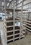 Five Bays Boltless Steel Framed Stores Shelving, each Bay 2M tall with fitted Seven 1225mm x 390mm
