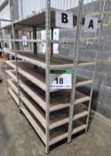 Four Bays Boltless Steel Framed Stores Shelving, each Bay 2M tall with fitted Seven 1225mm x 390mm