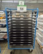 A EUROKRAFT Steel Framed Trolley, 1.8M tall x 800mm wide x 1040mm long with fitted Fourteen