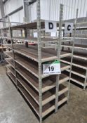 Four Bays Boltless Steel Framed Stores Shelving, each Bay 2M tall with fitted Seven 1225mm x 390mm