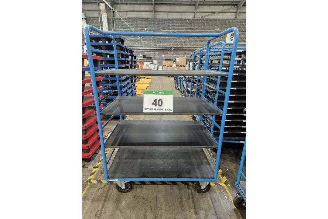 A EUROKRAFT Steel Framed Trolley, 1.8M tall x 800mm wide x 1240mm long with fitted Four Removable