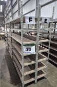 Six Bays Boltless Steel Framed Stores Shelving, each Bay 2M tall with fitted Seven 1225mm x 390mm