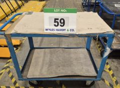 A VINK LISSE 500Kg capacity 2-Tier Blue Steel Framed Trolley, 900mm tall x 700mm wide x 1050mm