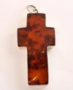 Bernsteinanhänger, 925/ooo Silber, Kreuz