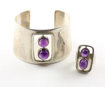 Armreif und Ring, 925/ooo Silber
