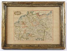 Deutschlandkarte, kolorierter Kupferstich, 19 x 24, R.