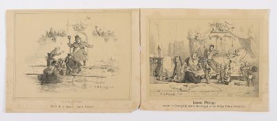 Achenbach, Andreas (1815-1910), zwei Lithos, Karikaturen aus 