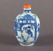 Snuff Bottle, Porzellan, blau-weiss, China, Qing-Dynastie