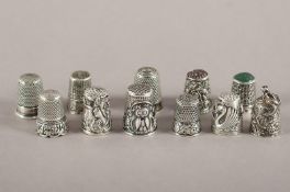 elf Fingerhüte, Silber, 20.Jh.