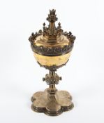 Neogotisches Ziborium, Silber, vergoldet, August Witte, Aachen, 1899