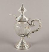 Senfgefäß, Glas, Silber, Niederlande, E.19.Jh.