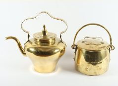 Teekessel und Kochtopf, Messing, deutsch, 19.Jh.