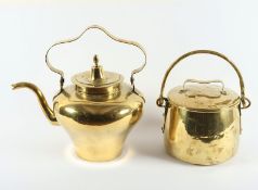 Teekessel und Kochtopf, Messing, deutsch, 19.Jh.