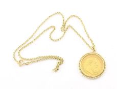 Münzanhänger an Kette, 585/900/ooo GG, 17,4g 