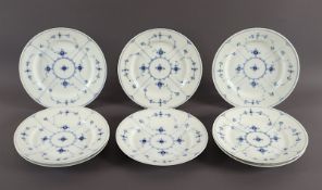 Satz von acht Salattellern, Musselmalet, Royal Copenhagen