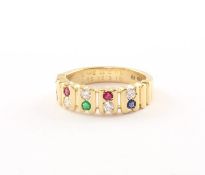 Ring, 585/ooo GG, Korund, Smaragd, Brill., Victor MEYER, 4,9g