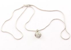 Brillant-Anhänger, 750/ooo GG, rhodiniert, Schlangenkette 750/ooo WG, 8,7g