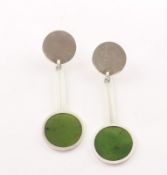 Paar Ohrhänger, 925/ooo Silber, Jade, bez. Thomas Dawo Düsseldorf