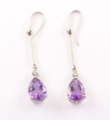 Amethyst-Brillantohrhänger, WG, 