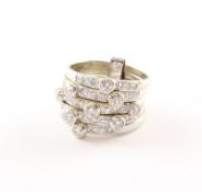 Brillantringe, 585/ooo GG, rhodiniert, 5 Ringe, 12g