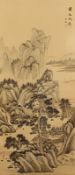 Rollbild, Tusche und Farben auf Seide, Landschaft, China, 20.Jh.