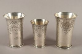 drei Aachener Becher, Silber, Rankenwerk, 17.Jh.
