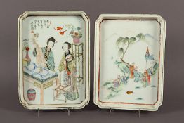 zwei Tabletts, Porzellan, famille rose, China, 19.Jh.