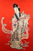 Seidenstickerei, Paneel, Xiwangmu, Hsi Wang Mu, Königinmutter des Westens, China, A.20.Jh.