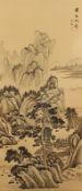 Rollbild, Tusche und Farben auf Seide, Landschaft, China, 20.Jh.