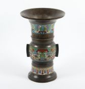 Altarvase, Bronze, Champlevé, Japan, 20.Jh.