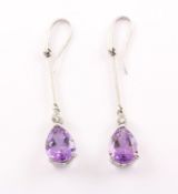 Amethyst-Brillantohrhänger, WG, 