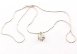 Brillant-Anhänger, 750/ooo GG, rhodiniert, Schlangenkette 750/ooo WG, 8,7g