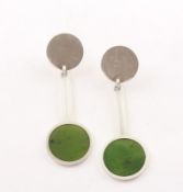 Paar Ohrhänger, 925/ooo Silber, Jade, bez. Thomas Dawo Düsseldorf