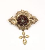 Brosche, Schaumgold, Granat, Anhänger erg.