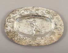 ovale Schauplatte, Silber, getrieben, wohl deutsch, 18.Jh.