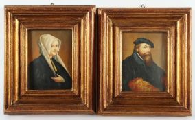 zwei Miniaturportraits, nach Holbein und van Scorel, signiert Ida Calzolari