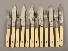 Obstbesteck für sechs Personen, Griff Kunststoff, 925/ooo, Sheffield, 1934