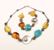 Kette und Armband, 925/ooo Silber